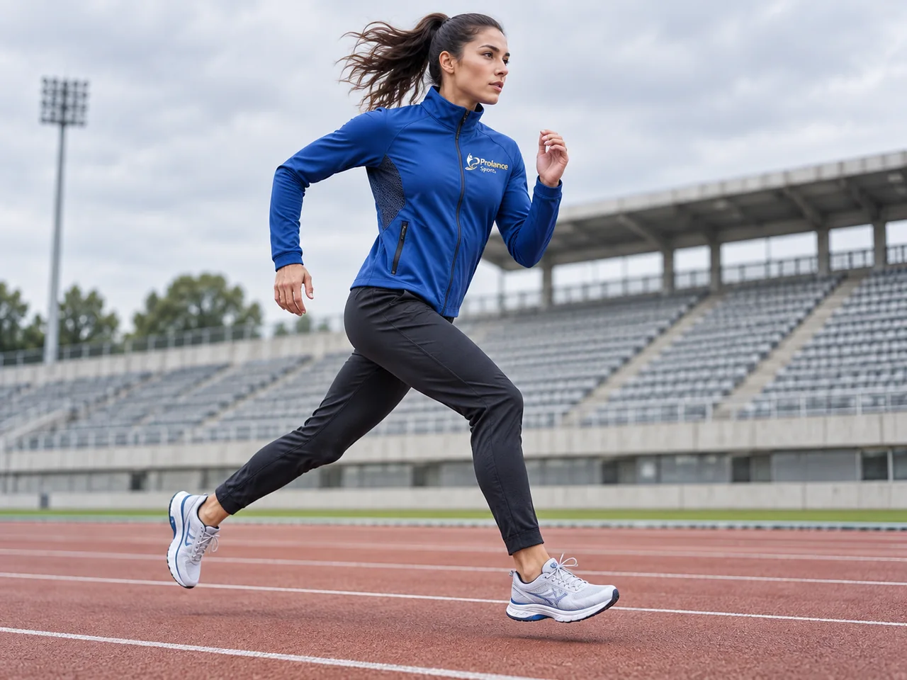 Technical mesh, tracksuit knit and stretch fabric construction