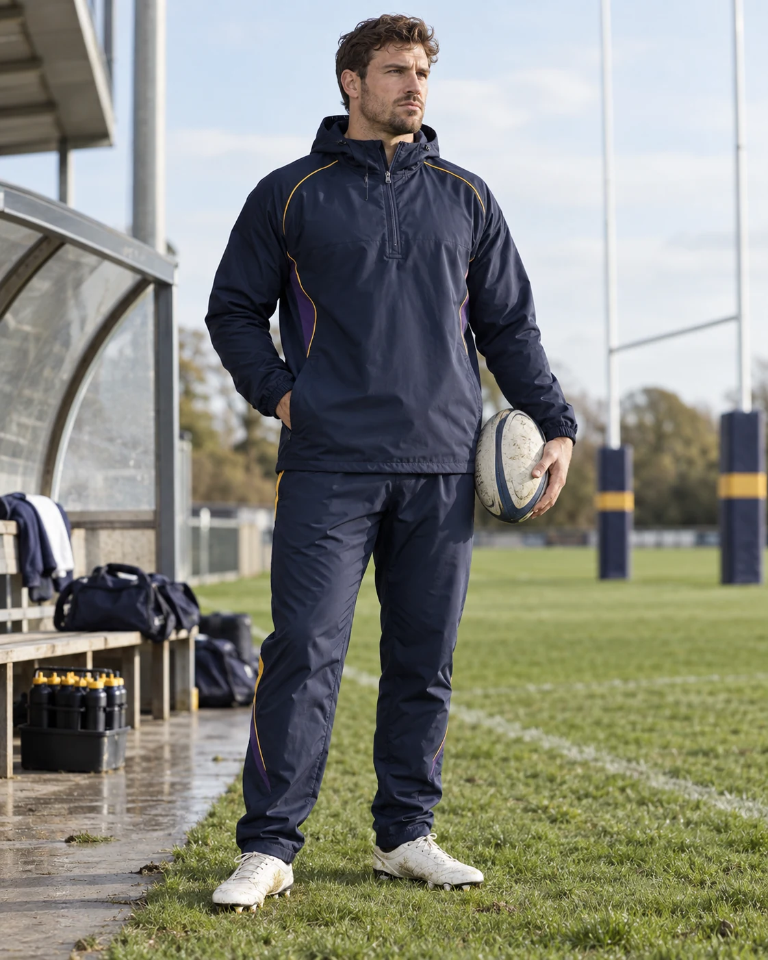 sideline layers editorial rugby teamwear on an athlete