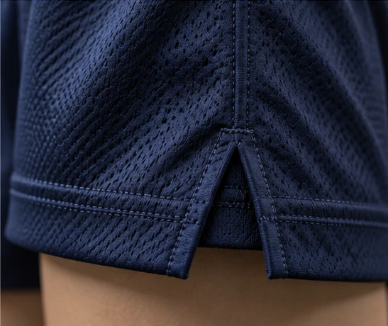 Close-up of volleyball apparel fabric and garment construction